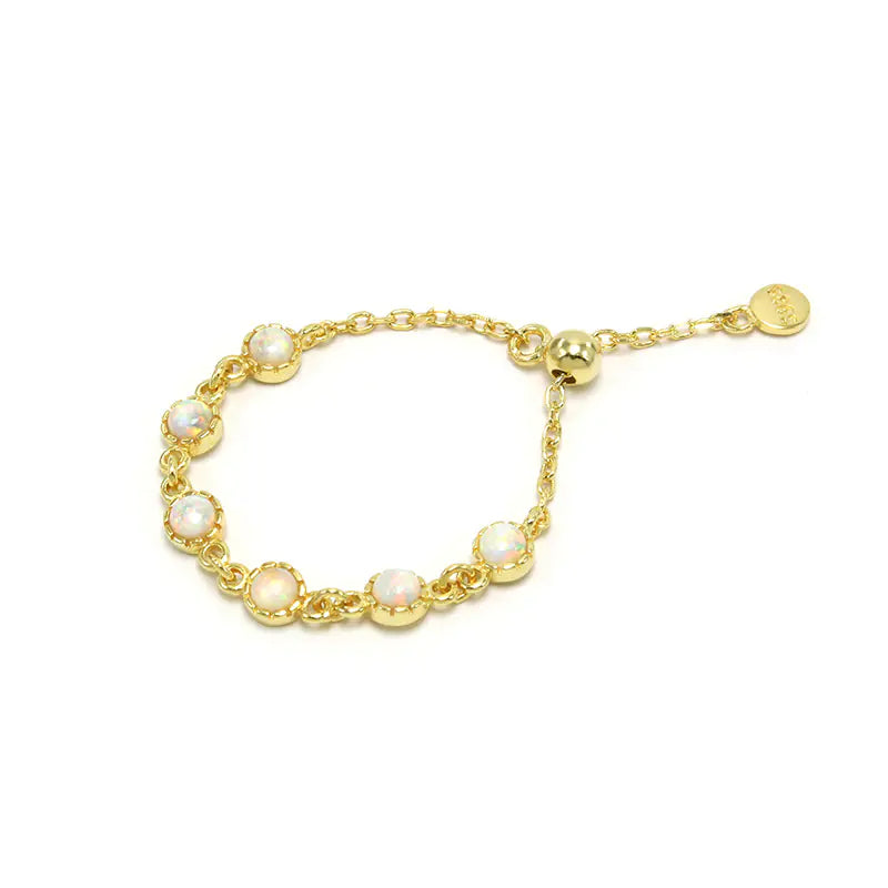 Japanese Luxury Opal Chain Ring S925 Silver Vintage
