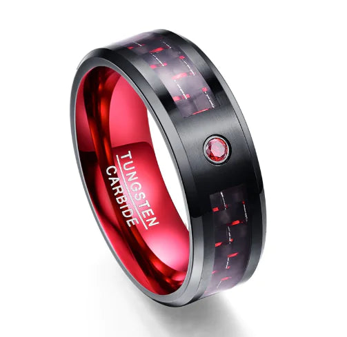 Interlocked Carbon Fiber Tungsten Carbide Ring (Single)