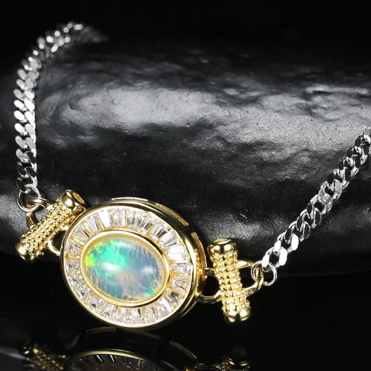 Luxury Natural Opal Bracelet in S925 Silver