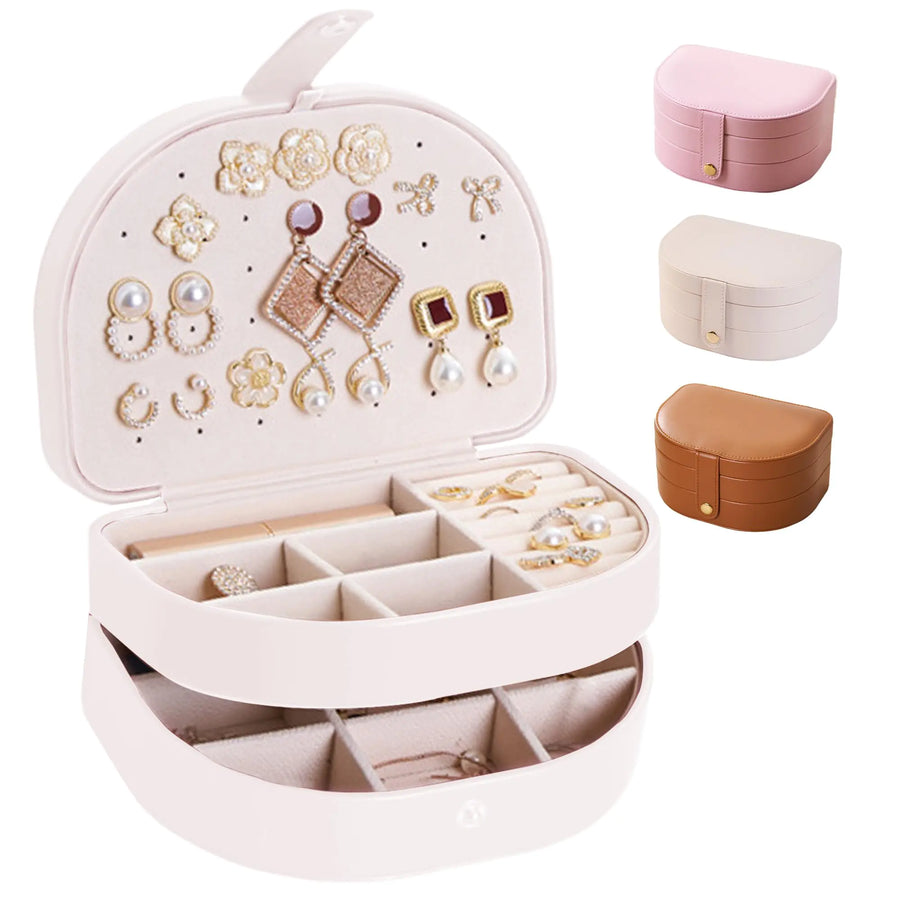 Travel Jewelry Case Organizer Storage Case 3 Layer Portable PU Leather Jewelry Travel Case for Girls Womens Earring Necklace RingsBracelets