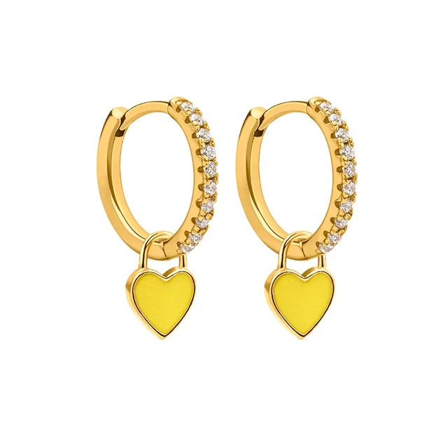 Cute Enamel Heart Drop Earring