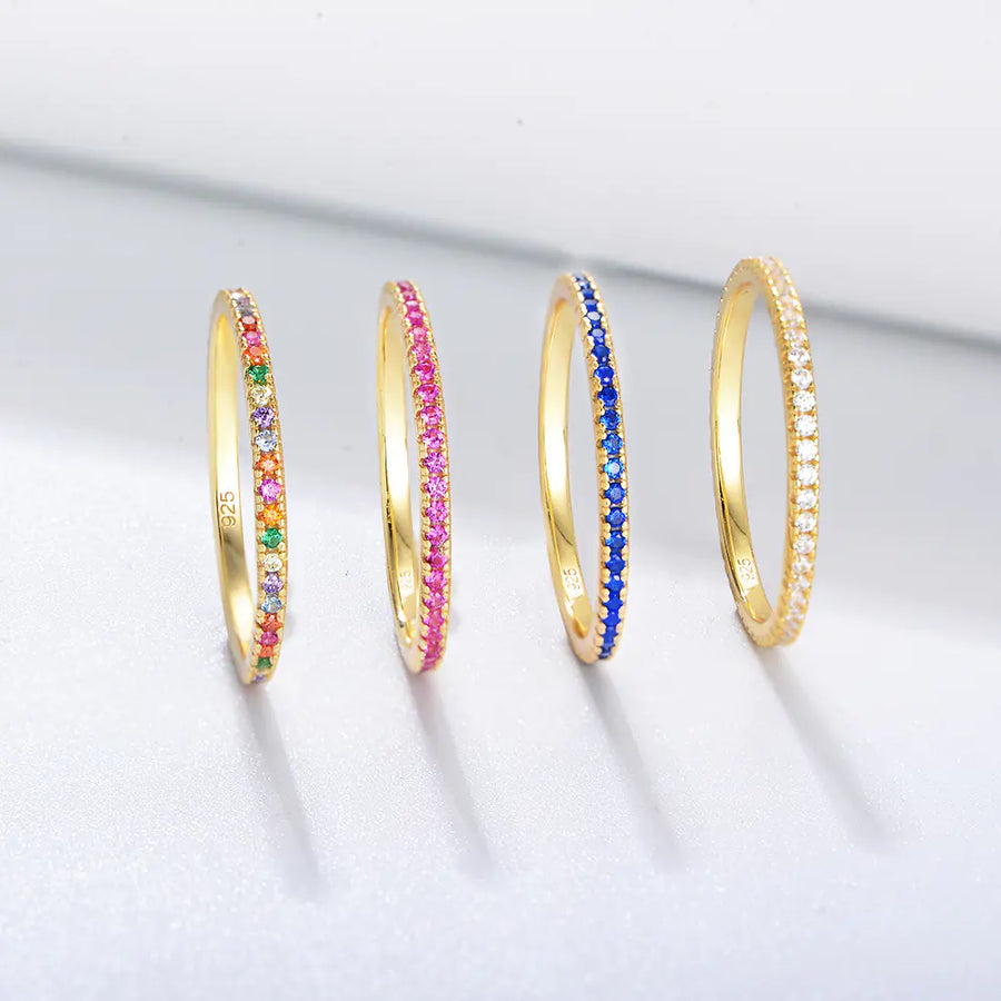 S925 Silver Colorful Zircon Micro-Inlaid Ring for Women S925 Silver