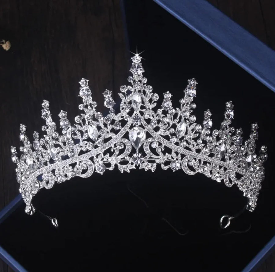 Silver Crown Crystal Bridal Jewelry Set