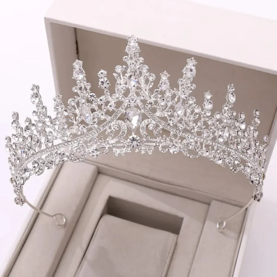 Silver Crown Crystal Bridal Jewelry Set