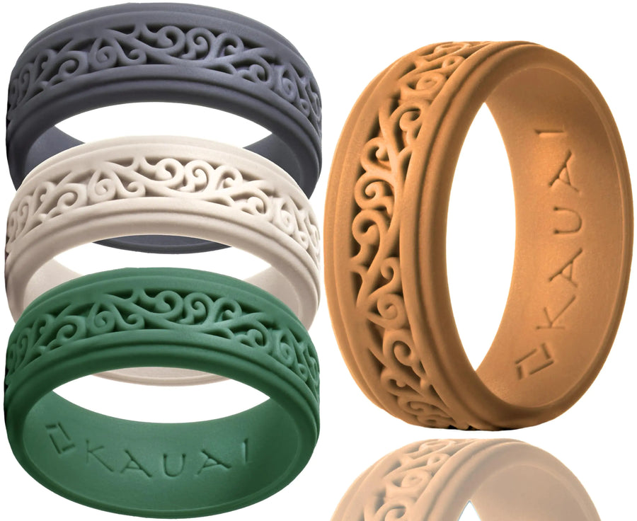 KAUAI Silicone Wedding Rings for Men. Elegant. Timeless. Leading Brand for Comfort & Design in Mens Bands. Active Crossfit Workout Gym Band. Classic Unisex Couples Ring