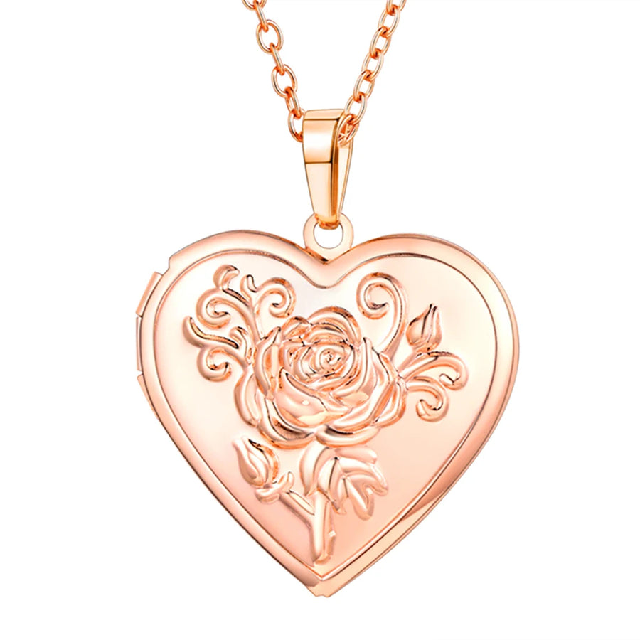 Heart Frame Memory Locket Pendant Necklace