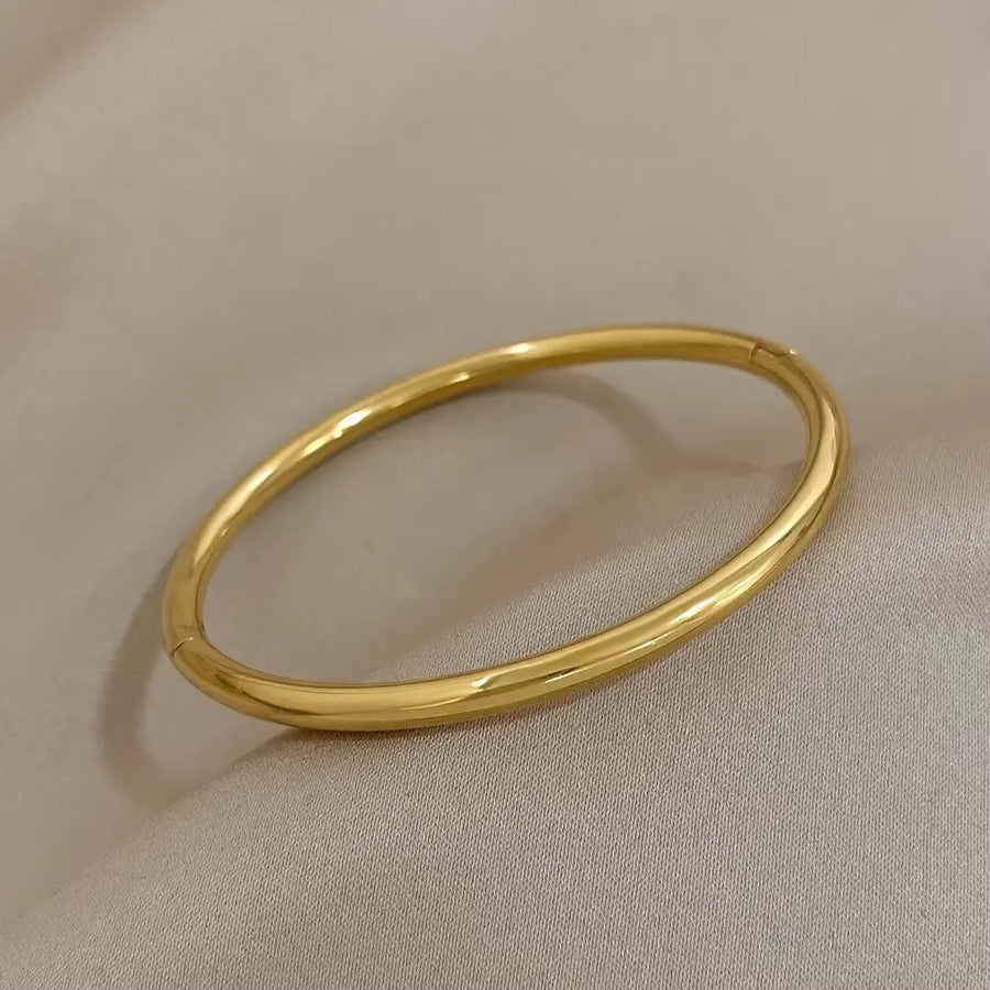 Gold Titanium Bracelet with Zircon