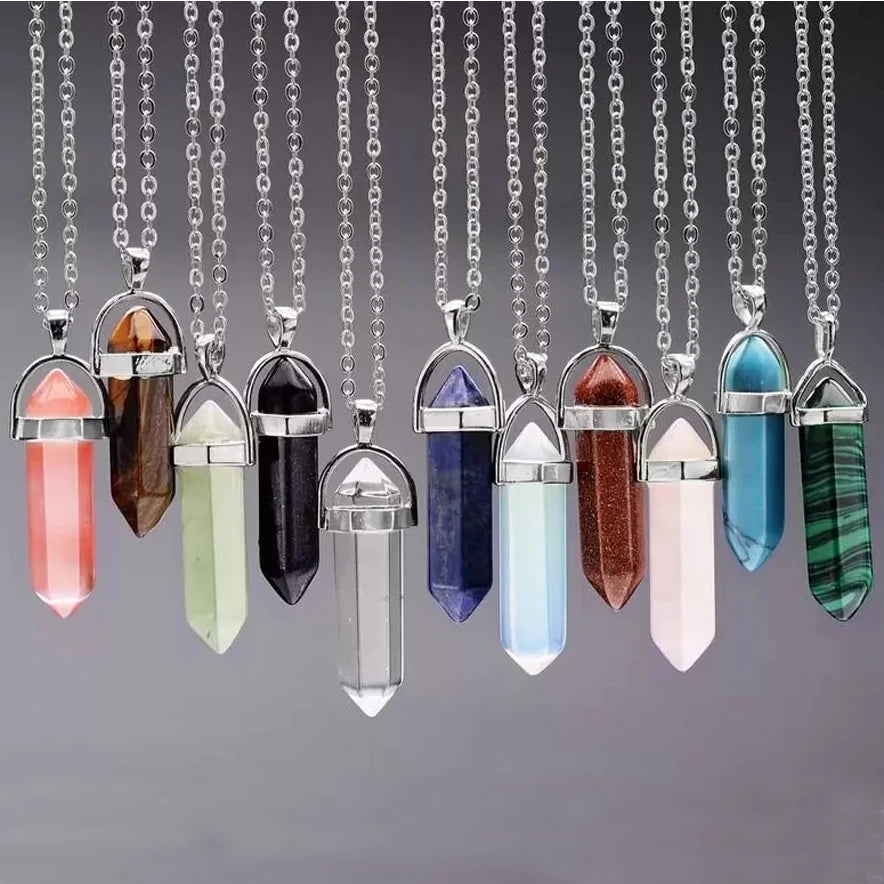 Hexagonal Column Quartz Necklace