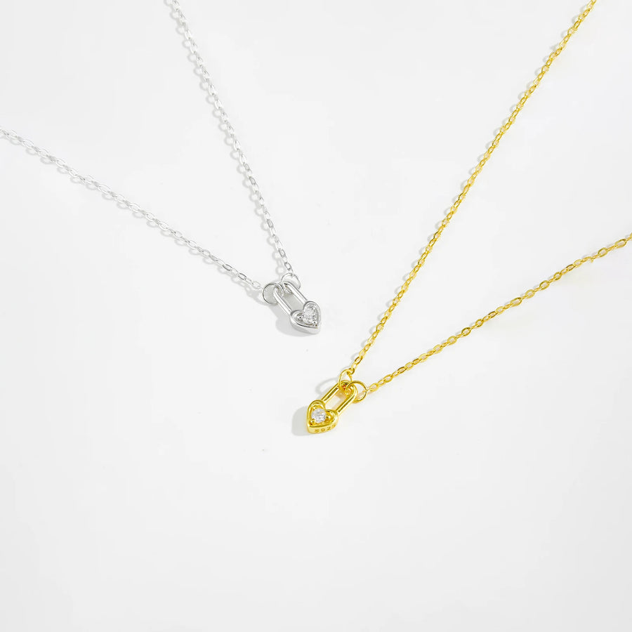 925 Sterling Heart Padlock Pendant Necklace