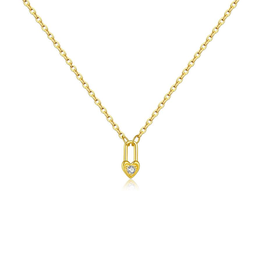 925 Sterling Heart Padlock Pendant Necklace