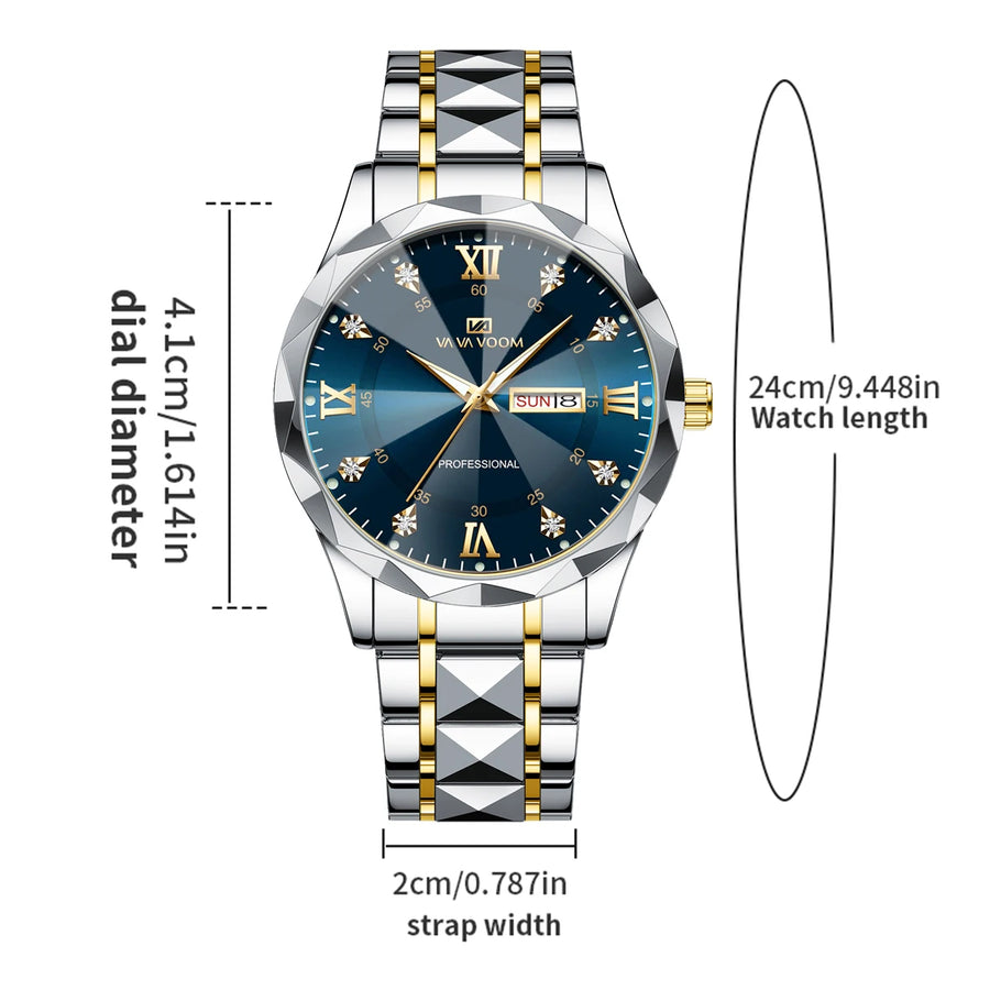 Stainless Steel Luxury Rhinestone Quartz Watch