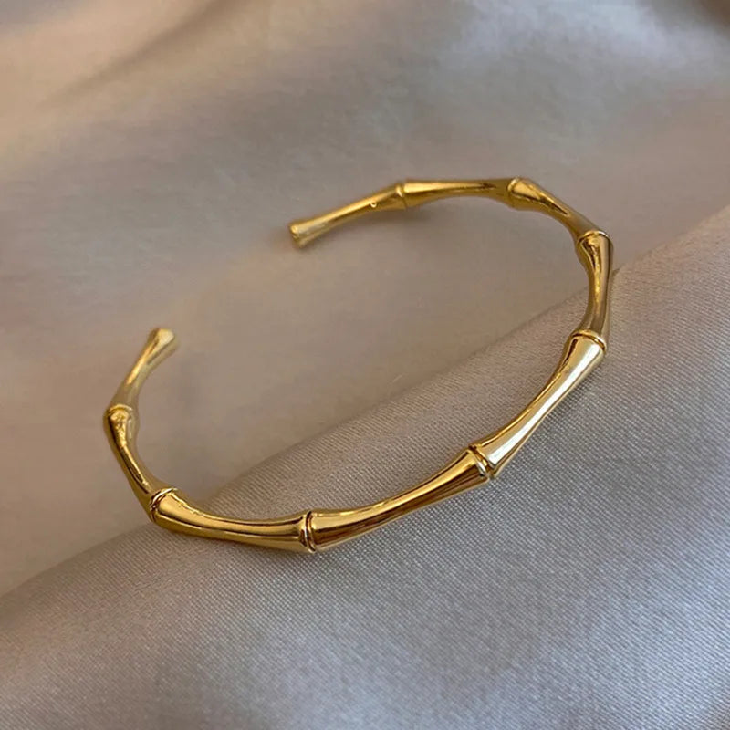 Gold Titanium Bracelet with Zircon