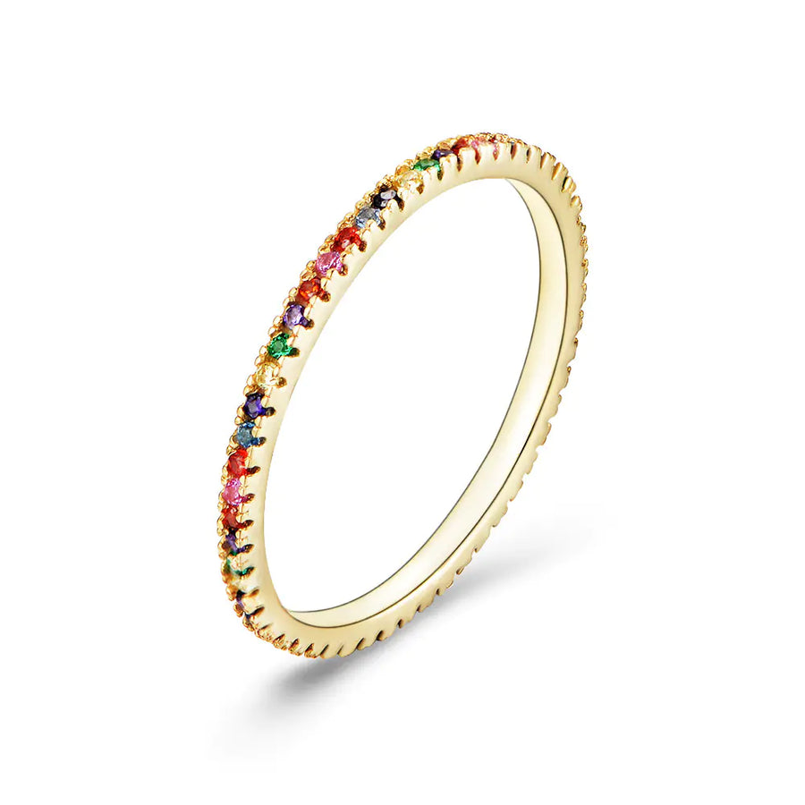 S925 Silver Colorful Zircon Micro-Inlaid Ring for Women S925 Silver