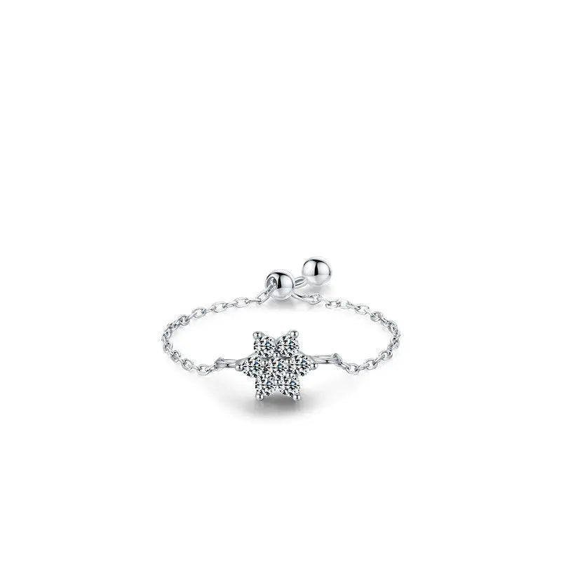 Zircon Flower Inlaid Ring S925 Sterling Silver