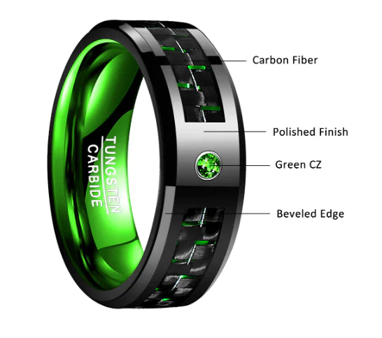 Interlocked Carbon Fiber Tungsten Carbide Ring (Single)
