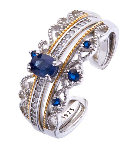 Natural Sapphire Stacking Ring S925 Sterling Silver