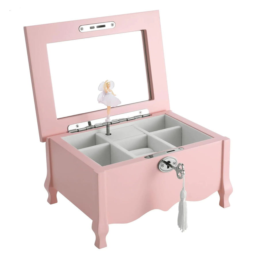 Gift Large Footed Ballerina Musical Jewelry Box With Mirror and Lock For Girls-Pink Kids Jewelry Storage BoxChildrens Jewelry organizer Trinket Box for Holidays