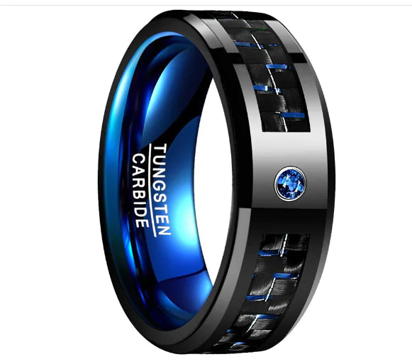 Interlocked Carbon Fiber Tungsten Carbide Ring (Single)