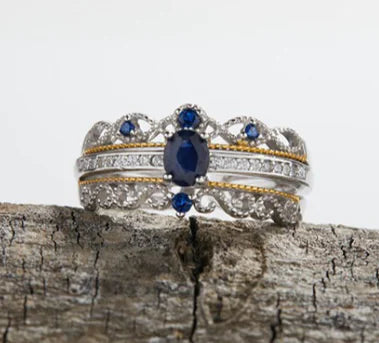 Natural Sapphire Stacking Ring S925 Sterling Silver
