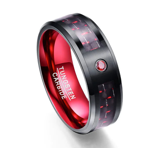 Interlocked Carbon Fiber Tungsten Carbide Ring (Single)