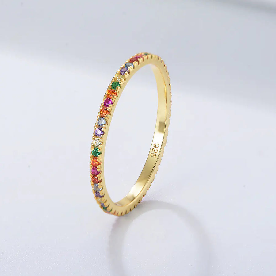 S925 Silver Colorful Zircon Micro-Inlaid Ring for Women S925 Silver