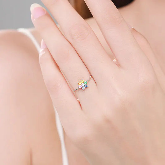 Zircon Flower Inlaid Ring S925 Sterling Silver