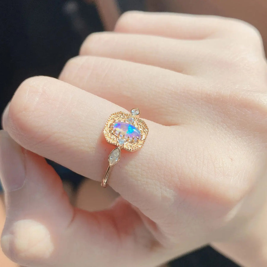 Wheat Ear Opal Ring - Light Luxury Jewelry S925 Silver