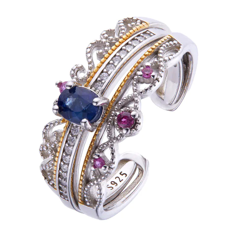 Natural Sapphire Stacking Ring S925 Sterling Silver