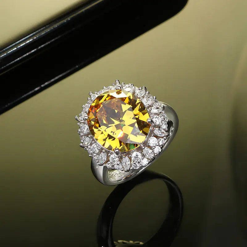 S925 Sterling Silver Diamond Inlaid Wedding Ring