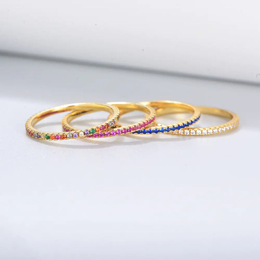 S925 Silver Colorful Zircon Micro-Inlaid Ring for Women S925 Silver